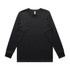 A black long-sleeve T-shirt with a crew neck and a logo on the label.