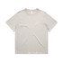 A beige heavy faded t-shirt with a classic crew neckline and short sleeves, featuring a branded label inside.