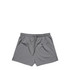 Active shorts in a solid grey colour with an elastic waistband and drawstring, featuring a logo on the front.