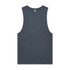A sleeveless tank in a deep teal colour with a simple, unadorned design and a logo.