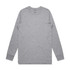 A grey long-sleeve t-shirt with a round neckline and a brand logo.