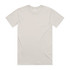 A light beige basic tee t-shirt, featuring a simple design and a tag at the neckline.