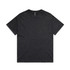 A black stone wash heavy tee with a relaxed fit, featuring a labelled neckline.