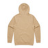 A beige hoodie with a hood and long sleeves, displayed from the back. The garment has a smooth texture.