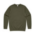 A green jumper with a crew neckline and long sleeves, featuring a simple design and a logo.