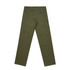 Olive green regular pants, featuring a straight leg design and two back pockets. Includes a logo on the waistband.