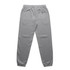 Grey track pants featuring a tapered leg design and a back pocket, with an elastic waistband.