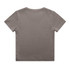 A grey organic ribbed t-shirt featuring a simple, minimalist design and a logo on the back.