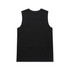 A black sleeveless tank top featuring a plain design and a logo.