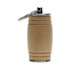 A wooden barrel-shaped USB drive with a silver keychain attachment. The item features a light brown finish.