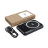 A black Jordan 15W MagSafe Power Bank with a 5000 mAh capacity, alongside a USB charging cable and a brown box.