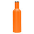 A drink bottle in a vibrant orange colour with a stainless steel lid and a sleek design.