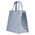A grey tote bag made of felt with two sturdy handles and a structured shape.