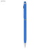 A light blue stylus pen with a sleek design and a silver clip, featuring branding on the side.