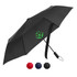 A black umbrella with a logo, featuring a sleek design and an automatic opening mechanism. Available in red, navy, and maroon.