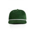 A green corduroy cap featuring a white rope accent and a logo.