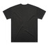 A black oversized tee featuring a plain back and a simple design. The shirt has a logo on the label.