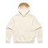 A cream-coloured hoodie featuring a front pocket and an attached hood, designed with a simple style.