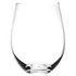 A stemless wine glass in clear glass, featuring a smooth, elegant design with a round base.