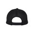 A black mesh cap featuring a curved brim and adjustable back. It has a logo on the front.