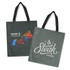 A green tote bag with black handles featuring colourful music-themed graphics on one side and "Steak House" on the other.