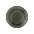 A round plastic button magnet in a dark grey colour, featuring a smooth surface and a central logo.