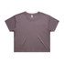 A faded crop tee in a soft mauve colour with short sleeves and a relaxed fit, featuring a logo on the label.