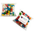 A pillow pack containing assorted mini jelly beans in various colours, featuring a logo on the packaging.