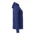 A navy blue women's hoody with a zip front, fitted silhouette, and a pocket at the front. It features a logo.