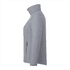 A light grey women's puffer jacket featuring a zip front and side pockets, with a logo on the chest.