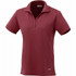 A women's short sleeve polo shirt in a deep burgundy colour, featuring a collar and three-button placket. It has a logo.