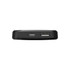 A black power bank with USB and USB-C ports, featuring a sleek and compact design.