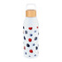 A drink bottle featuring a white design with colourful berry graphics and a bamboo lid. 1L capacity.