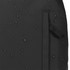 A black backpack with a textured surface featuring water droplets and a side pocket. It has a branding logo.
