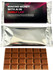 A chocolate bar in a silver wrapper, featuring a dark brown square chocolate pattern. The wrapper has distinctive branding.