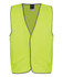 A lime green safety vest with trim, featuring a branded logo, suitable for safety wear uniforms.