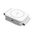 A white wireless charging kit with a magnetic design, featuring a circular charging pad and a compact foldable structure.