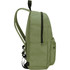 A green laptop backpack with a sleek design, featuring zippered compartments and adjustable straps.