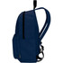 A navy blue laptop backpack with two side pockets and adjustable straps. It features a logo on the front.