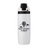 A drink bottle in white with a black lid and a branding design featuring a hot air balloon.