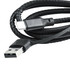 A 120cm, four-in-one fast charging data transfer cable in black, featuring USB and USB-C connectors.
