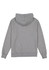 A grey men's hoodie featuring a kangaroo pocket and a hood, with a logo on the back.
