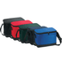 A range of Classic 6-Can Lunch Coolers in black, red, green, and blue, featuring a shoulder strap and a front zip pocket.