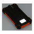 A black and orange solar power bank with a USB port and a light feature. It has a rugged design.