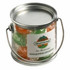 A small clear PVC bucket filled with colourful boiled lollies, featuring a metallic lid and a handle.