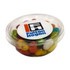A tub filled with colourful JELLY BELLY jelly beans, featuring a logo on the lid.
