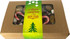 A kraft gift box containing mixed lollies, including candy canes and assorted sweets, with a festive sleeve.