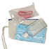 A wellness bundle featuring a clear drink bottle, a blue face mask, a pink hair tie, and a pouch with a wrist strap.