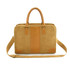 Karlo Kraft paper conference satchel in tan with a brown strap, featuring handles and a sleek design.