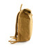 A tan Kraft paper laptop backpack with adjustable straps and a top flap, featuring a branding logo on the front.